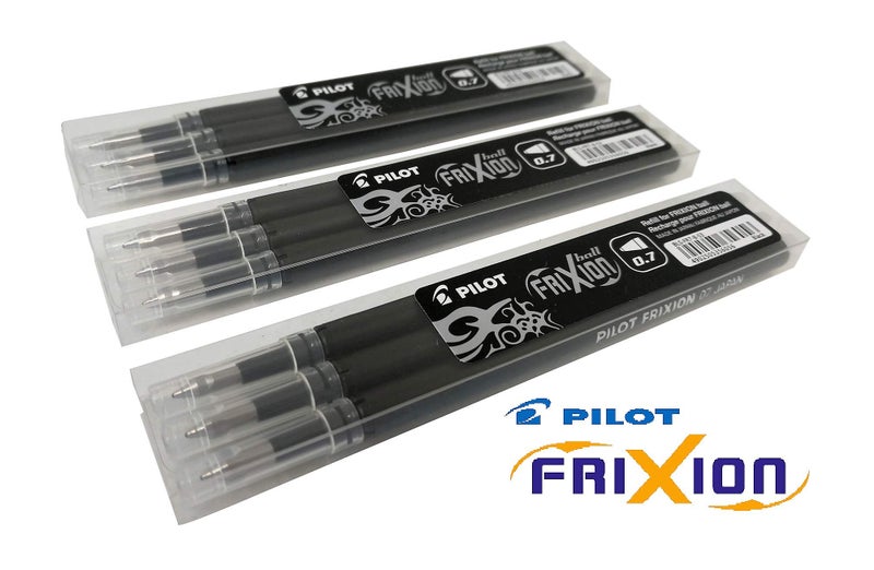 Pilot Frixion erasable pens refill, 9 refill bundle Black gel ink fine point 07 (Black) - Image 2
